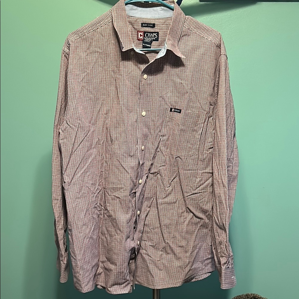 Chaps Red Casual Button Down Shirt